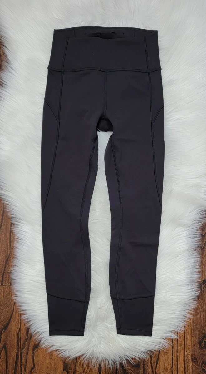 Lululemon In Movement Tight 25” Everlux Black Leggings Size 4 Ankle Length