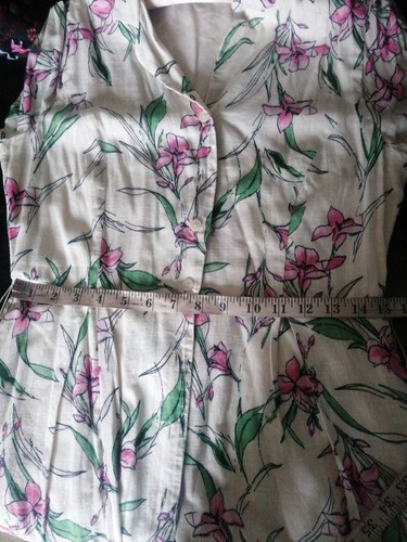 M & S CLASSIC Cream Cotton Floral Shirt Dress Vintage Style Pockets Sz 10 /12 - Picture 14 of 15