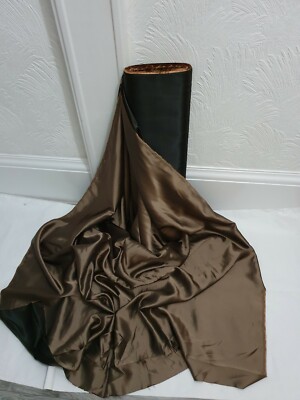 1m zweifarbig Kupfer Schwarz Schuss Satin Stoff seidig glänzend Polyester Satin 45''