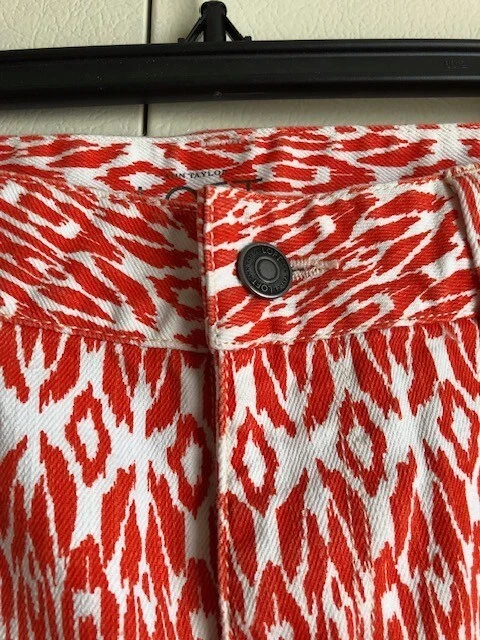 Pantalones Cortos Denim Tribal Ann Taylor LOFT Talla 8 Naranja Blanco Elastizados ~USADOS EN EXCELENTE ESTADO~ Foto 2 de 4