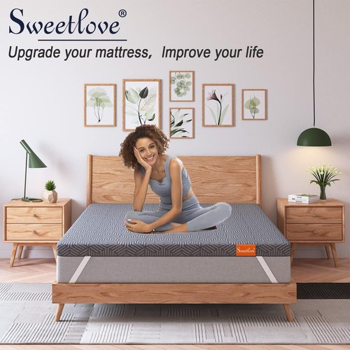 Queen Gel Memory Foam Mattress Topper, Gel Infused High-Density Firm Memory Foam - Picture 8 of 9