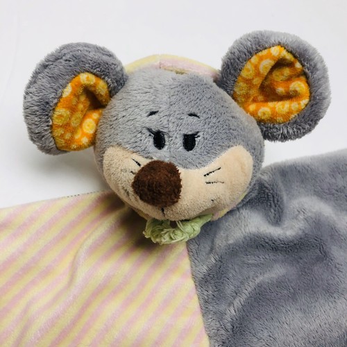 Stephan Baby Gray Mouse Plush Security Blanket Lovey Rattle Patches Patchwork - Picture 2 of 4