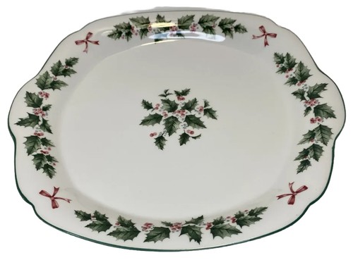Nikko Festive Holly Handled Cake Plate - Afbeelding 1 van 5