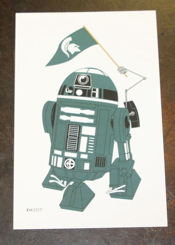 Custom R2-D2 Michigan State Spartans Green & White Color Mashup Star Wars Print - Bild 1 von 6