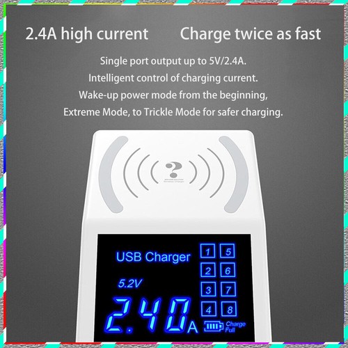 Smart Multi-port 5V/8A charger 8USB with wireless non-slip pad for safe charging - Afbeelding 1 van 14