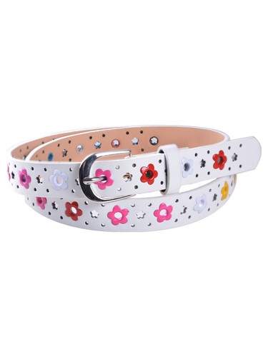 Kid Girl PU Leather Waist Belt with Pin Buckle Hollow Out Flower for Jeans Dress - Picture 21 of 23