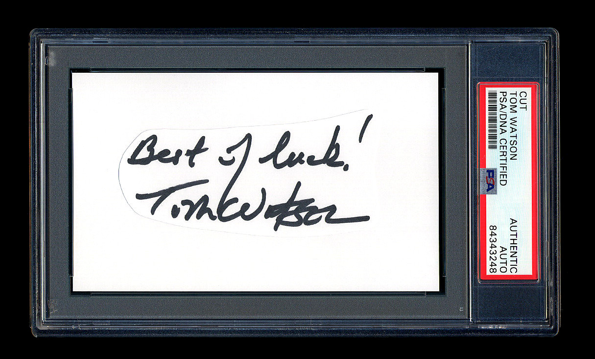 TOM WATSON SIGNED MINT CUT PSA/DNA SLABBED AUTOGRAPHED MASTERS CHAMPION
