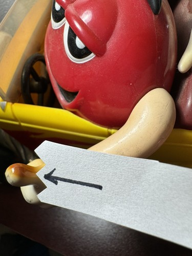 Green/Red M&M's Candy Dispenser Car Rebel Without A Clue Yellow Hot Rod Roadster - Picture 9 of 20