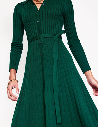 BODEN RACHEL KNITTED SHIRT DRESS UK 12 DARK GREEN - Picture 2 of 5