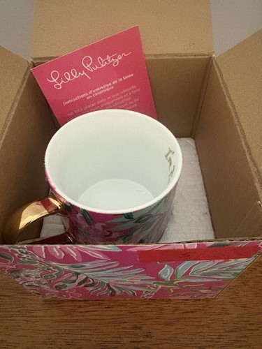 Lilly Pulitzer/"I'm Feline Fine"/Floral Keramik Kaffee/Teetasse/Goldrand/Neu im Karton - Bild 10 von 11