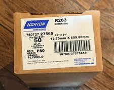 Norton R283 Gemini Sanding Belts &ndash; 1/2&rdquo; x 24&rdquo; &ndash; P80 Grit (50 Pack)
