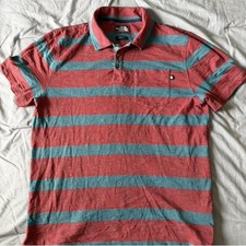 The North Face Mens Large Polo Short Sleeve Shirt Red Blue Striped