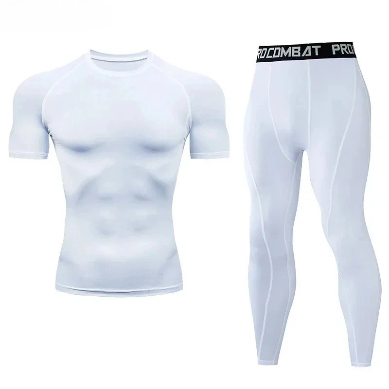 2 PCS Men’s Compression Sports Wear Suit Breathable Yoga Training Set Gym Gift - Image 4 of 4