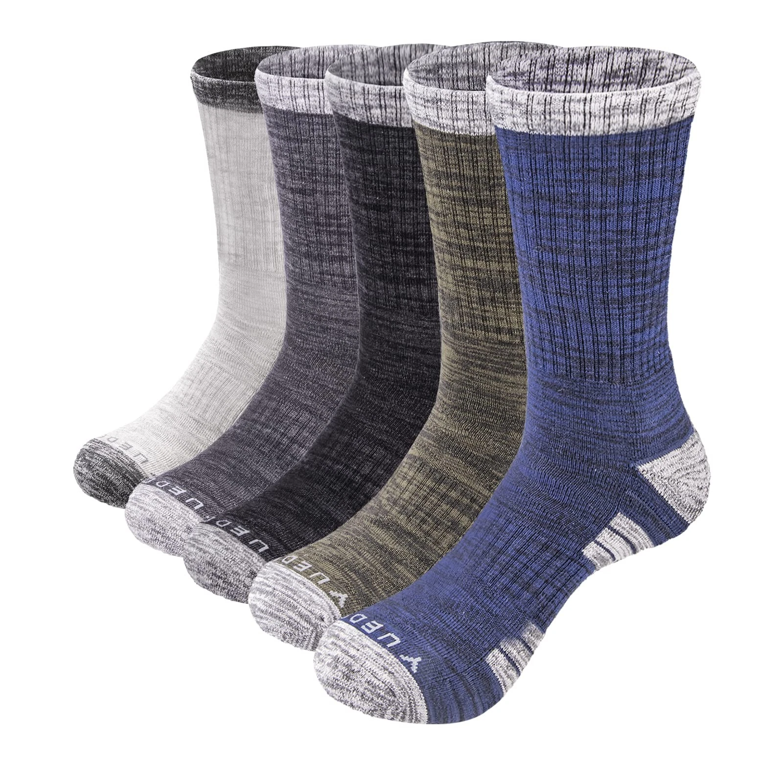 Men's Sweat-Wicking Cushioned Cotton Crew Socks, Size 9-11, Multicolor, 5 Pairs