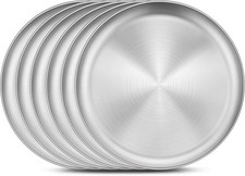 6 Pack Stainless Steel Plates Metal Kids Toddler Dinner Plate Set Non Toxic 9