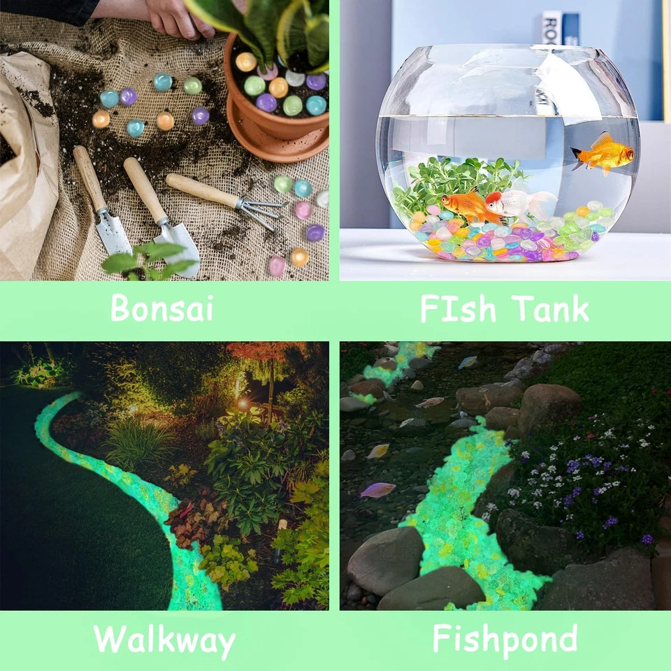 Guijarros Brillantes, 200 piezas Rocas Brillantes, Piedras Brillantes en la Oscuridad para Decoración Exterior... Foto 3 de 4