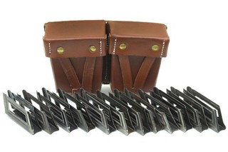 Batch of 12 Steyr Mannlicher M95 5rd Clips w Leather Pouch WWII German Marked