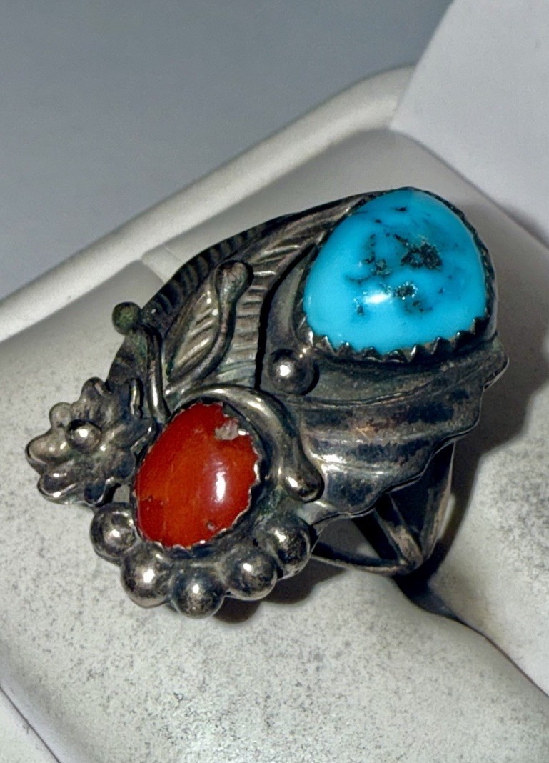 Native American Solid Sterling Silver Turquoise C… - image 3