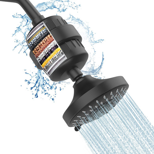 FEELSO Shower Head 15 Stage Shower Filter Combo High Pressure 5 Spray Settings F