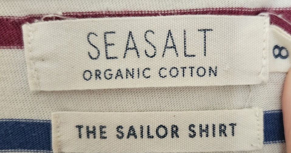 Seasalt Cornwall Off White Blue Red Stripe The Sailor Organic Cotton Top  Uk 8  thumbnail 5