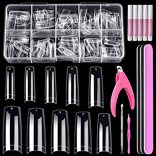 Clear Acrylic Nail Tips, 500PCS French Nail Tips Clear Fake Nails Half Cover - Picture 2 of 8