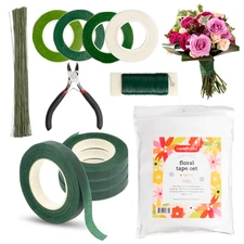 Incraftables Floral Tape 4pcs, Stem Wire 100pcs, Flower Wire 30m & Cutter Set