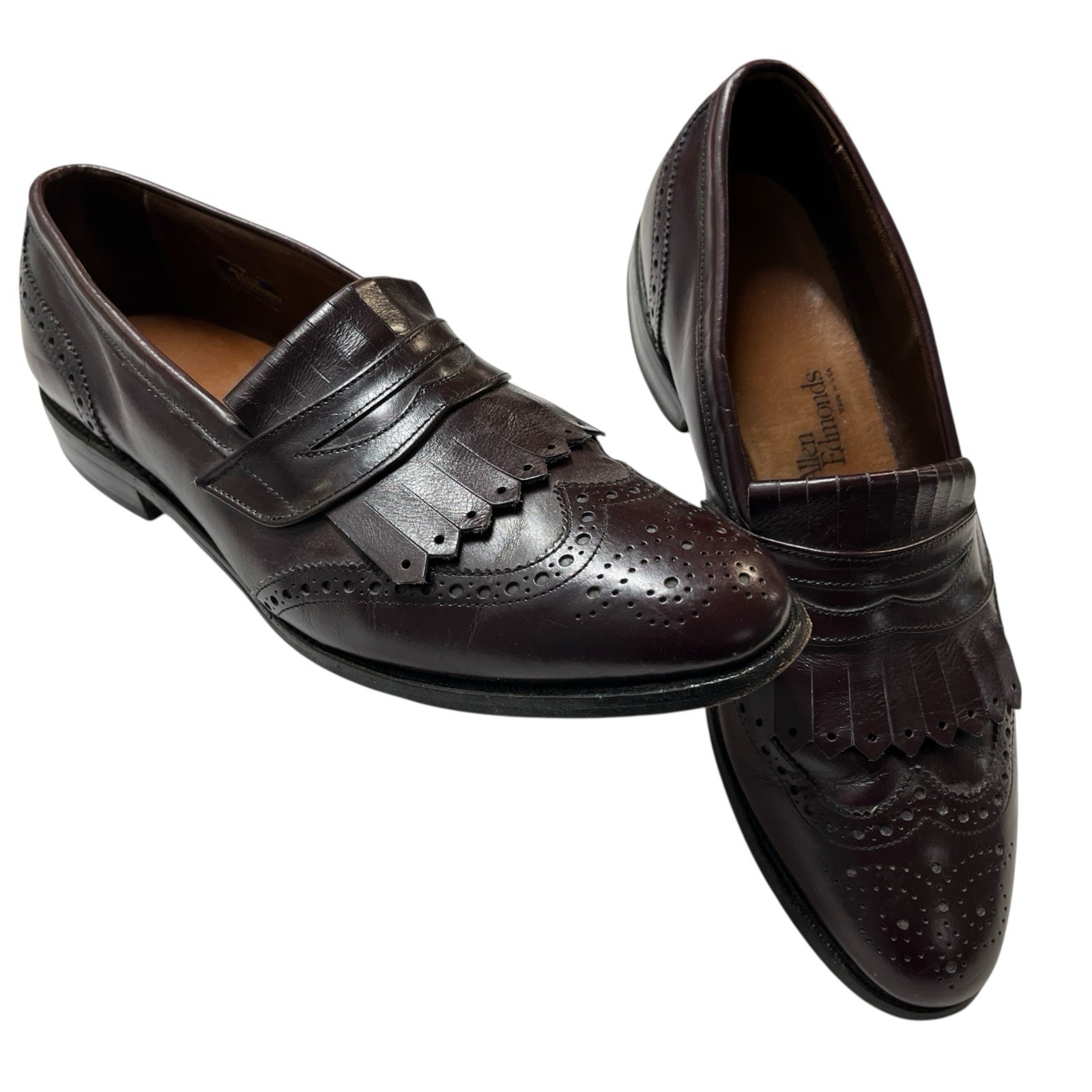 SAOLA Scarpa Allen Edmonds uomo 10 Wilbert pelle marrone comoda blucher Oxford casual