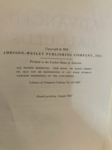 ADVANCED CALCULUS By Wilfred Kaplan 1952- Hardcover - 4th Print 1957 - Picture 5 of 6