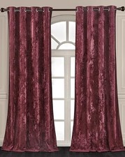 Lux Crushed Velvet Curtains, 2 Panel Set, 50"W x 84"L Pack of 1 Burgundy