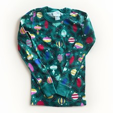 Hanna Andersson Organic Cotton Holiday Ornaments Pajama Top Kids Size 6-7 Green