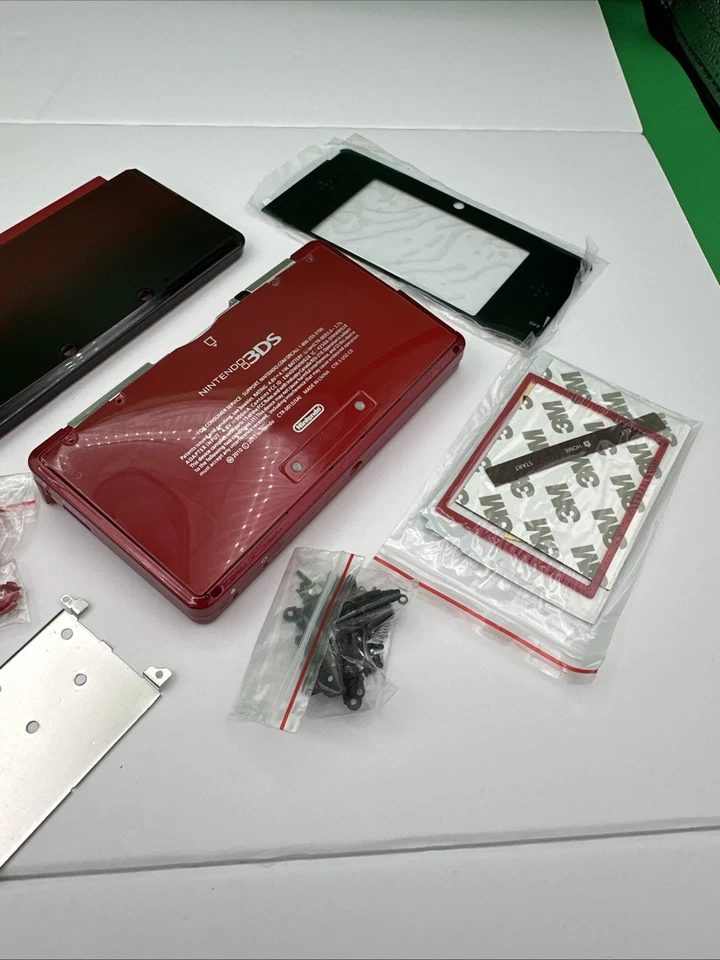 Full Housing Shell Case for Nintendo 3DS System Replacement Screen Aqua RED - Image 3 of 4