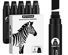 BIGTHUMB Black Poster Markers Jumbo: 5 Pcs 15mm 1 Count Pack of 5 ,