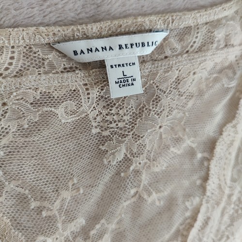 Banana Republic Cream Lace Top Babydoll Y2K Fairy Sheer Coquette Bow Size Large - Picture 7 of 8