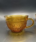 Set of 2 Indiana Glass Co “Sandwich” Pattern Amber Glass Tea/Coffee Cups — photo 3