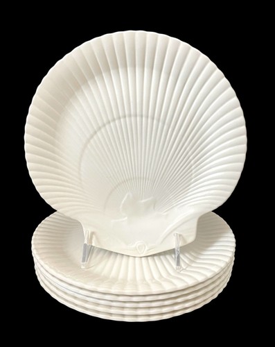 Wedgwood Moonstone Shell Bone White Luncheon Plates Set Of 6. 9" - Picture 1 of 5