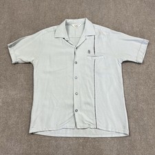 Vintage 50s Da Vinci Gabardine Loop Collar Button Up Shirt Men Medium Rockabilly