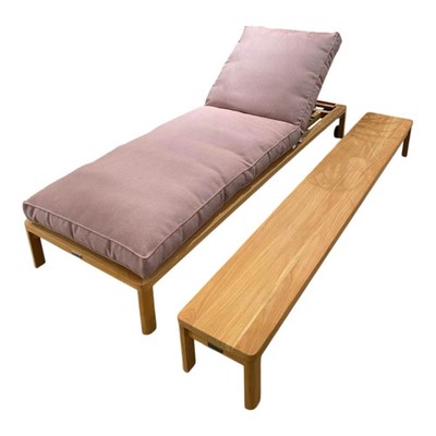 Weishäupl Sonnenliege New Hampton Stoff Zori Hibiskus Rosa Teakholz 