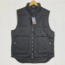 St. John’s Bay Men’s M Black Puffer Vest NWT Full Zip Quilted