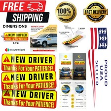3 Durable Magnetic New Driver Stickers - Reflective Signs for Learner Safety