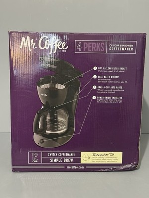 Mr. Coffee Coffeemaker 4-Cup Switch   Simple Brew Pause N' Serve New NIB 12 cup