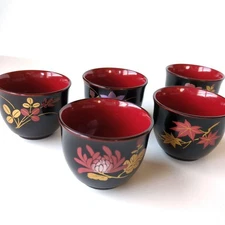 Echizen Lacquerware Sake Cup Red Urushi Finish Used without Box