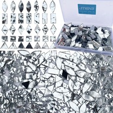 Silver Stained Glass Mirror Mosaic Tiles with Black Backing - 240 Pieces in 5...