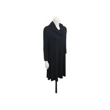 Women's  Sweater Dress Small Adrienne Vittadini Black  Scoop Neck LS A-LineDress