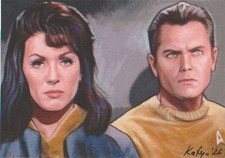 ACEO Original by Katya * Pike & Number One * Star Trek * Sketch Card 1/1