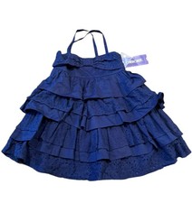 Cherokee Navy Blue Lace Ruffle Dress Girls 6/6X NWT Tiered Party