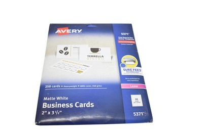 Avery 5371 Matte White Business Cards 2 X 3-1/2 250 Cards Laser 80lb Cover Stock