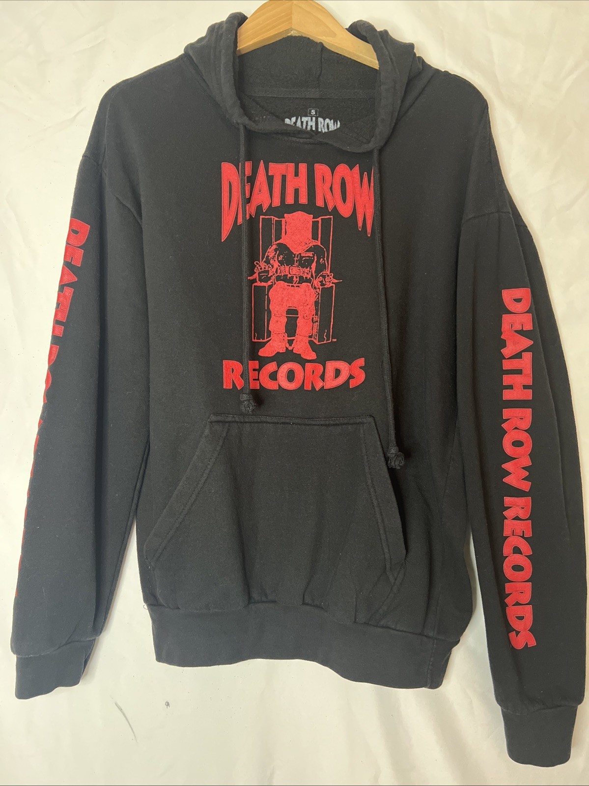 FILA Felpa con cappuccio Death Row Records nera rossa grafica taglia small
