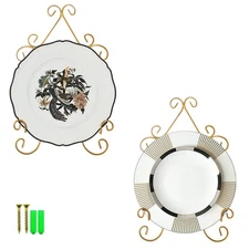 Plate Stand Holder for Wall Hanging Display Rack Art Hanger Metal Easel Photo...