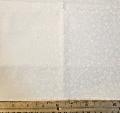 White on White Leaf Vine Blender White Cotton Fabric