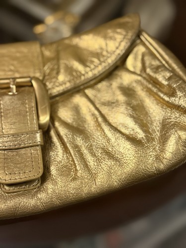Vintage Gold Leather Suede Marshall Fields Clutch Purse No Strap - Picture 3 of 16